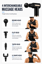 4 interchangeable massage heads: round, flat, taper, U-shape