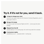 Returns and delivery - 14-day returns, 30-day faulty cover, tracked UK delivery